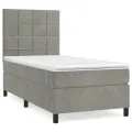 cadre de lit et matelas Gris clair 90x200 cm Velours