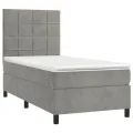 cadre de lit et matelas Gris clair 90x200 cm Velours