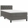 cadre de lit et matelas Gris foncé 80x200 cm Velours
