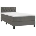 cadre de lit et matelas Gris foncé 80x200 cm Velours