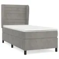 cadre de lit et matelas Gris clair 90x200 cm Velours