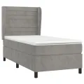 cadre de lit et matelas Gris clair 90x200 cm Velours