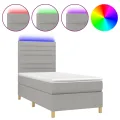 cadre de lit et matelas et LED Gris clair 80x200cm