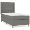 cadre de lit et matelas Gris foncé 90x190 cm Tissu