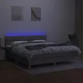 cadre de lit et matelas et LED Gris clair 180x200 cm