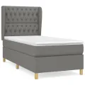 cadre de lit avec matelas Gris foncé 90x200 cm Tissu