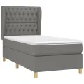 cadre de lit avec matelas Gris foncé 90x200 cm Tissu