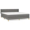 cadre de lit avec matelas Gris foncé 180x200cm Tissu