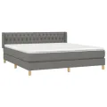 cadre de lit avec matelas Gris foncé 180x200cm Tissu