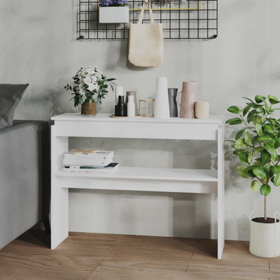 Table console Blanc 102x30x80 cm Aggloméré