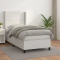 cadre de lit avec matelas Blanc 90x200 cm Similicuir