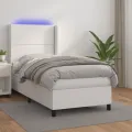 cadre de lit matelas LED Blanc 90x190cm Similicuir