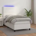 cadre de lit avec matelas et LED Blanc 90x200 cm
