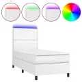 cadre de lit avec matelas et LED Blanc 90x200 cm