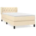 cadre de lit avec matelas Crème 80x200 cm Tissu