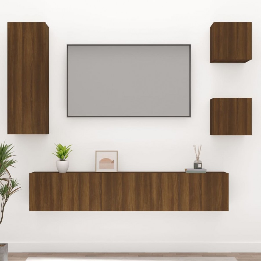 Ensemble de meubles TV 5 pcs Chêne marron Bois d'ingénierie