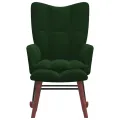 Chaise à bascule avec repose-pied Vert foncé Velours