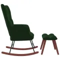 Chaise à bascule avec repose-pied Vert foncé Velours