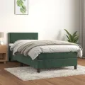 cadre de lit avec matelas Vert foncé 90x190 cm