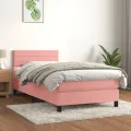 cadre de lit avec matelas Rose 90x190 cm Velours