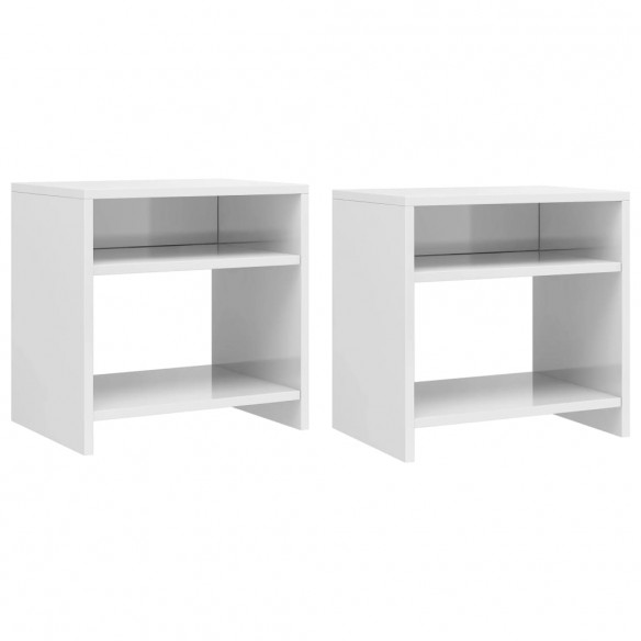 2 pcs Tables de chevet Blanc brillant 40 x 30 x 40 cm Aggloméré