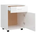 Armoire à roulettes Blanc brillant 45x38x54 cm Aggloméré