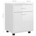 Armoire à roulettes Blanc brillant 45x38x54 cm Aggloméré
