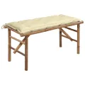 Banc de jardin pliable avec coussin 118 cm Bambou