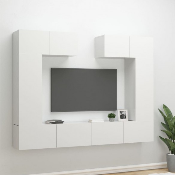 Ensemble de meubles TV 6 pcs Blanc brillant Bois d'ingénierie