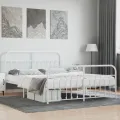 Cadre de lit métal avec tête de lit/pied de lit blanc 180x200cm
