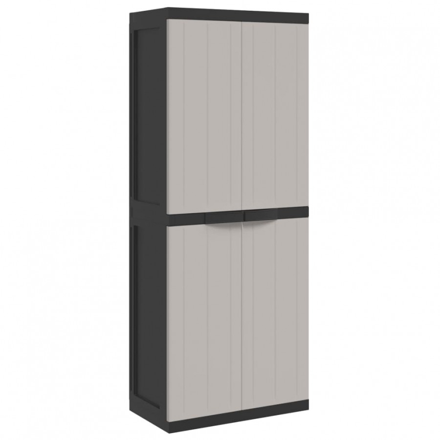 Armoire de rangement d'extérieur gris et noir 65x37x165 cm PP