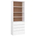 Bibliothèque tiroirs ALTA blanc 77x35x186,5cm bois massif pin
