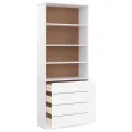 Bibliothèque tiroirs ALTA blanc 77x35x186,5cm bois massif pin