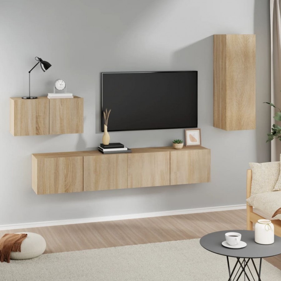 Ensemble de meubles TV 4 pcs Chêne sonoma Bois d'ingénierie