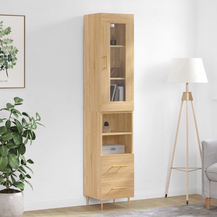 Buffet haut Chêne sonoma 34,5x34x180 cm Bois d'ingénierie