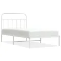 Cadre de lit métal avec tête de lit blanc 100x190 cm