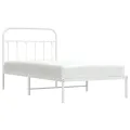 Cadre de lit métal avec tête de lit blanc 100x190 cm