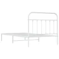 Cadre de lit métal avec tête de lit blanc 107x203 cm