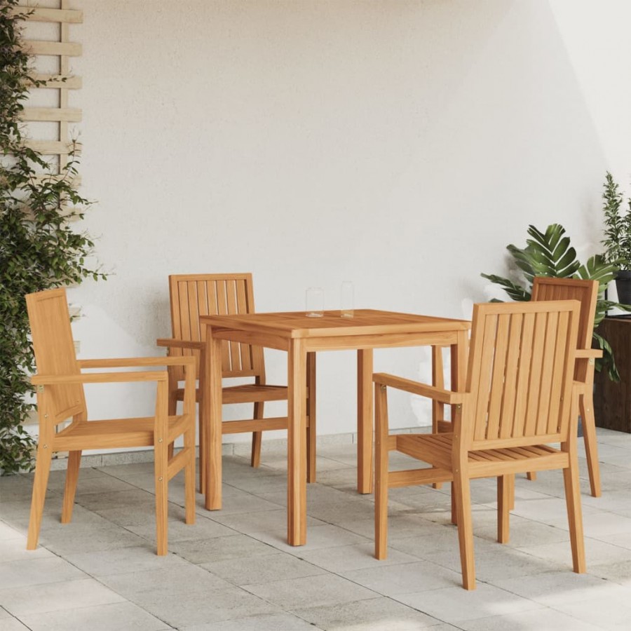 Chaises de jardin empilables lot de 4 56,5x57,5x91 cm bois teck