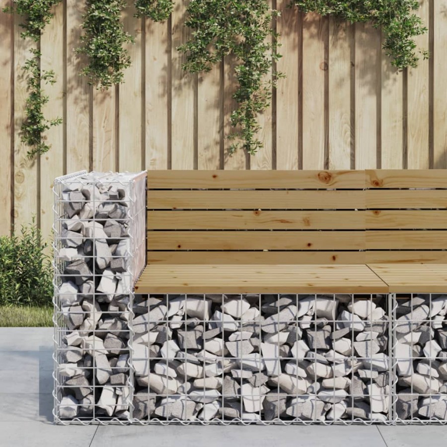 Banc de jardin design gabion 92x71x65,5cm bois de pin imprégné