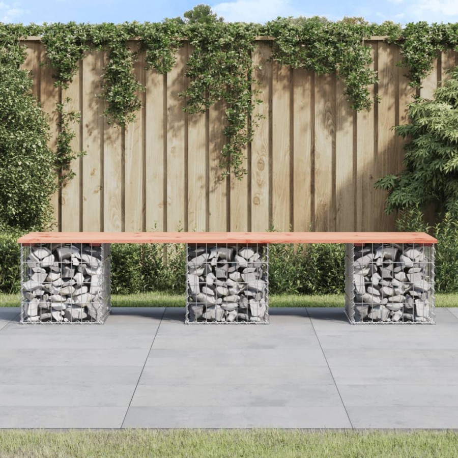 Banc de jardin design gabion 203x44x42cm bois massif de douglas