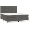 cadre de lit et matelas Gris foncé 160x200cm Velours