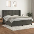 cadre de lit et matelas Gris foncé 200x200cm Velours