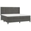 cadre de lit et matelas Gris foncé 200x200cm Velours