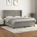 cadre de lit et matelas Gris clair 160x200cm Velours