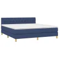 cadre de lit avec matelas LED Bleu 160x200 cm Tissu