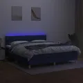 cadre de lit avec matelas LED Bleu 160x200 cm Tissu