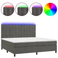 cadre de lit matelas et LED Gris foncé 200x200 cm