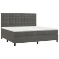 cadre de lit matelas et LED Gris foncé 200x200 cm