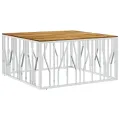 Table basse argenté acier inoxydable et bois massif d'acacia